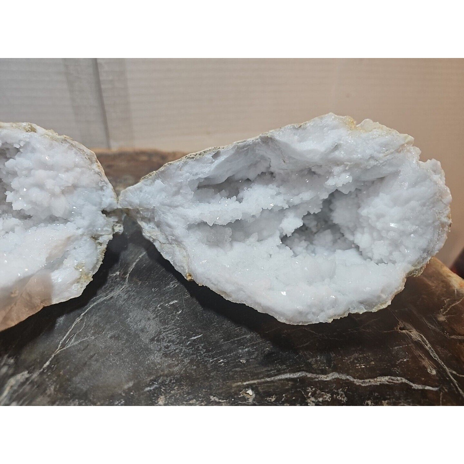 Moroccan Quartz Geode Pair with Display Stands — 3.88 lbs | CrystalCloud Company by CrystalCloud Company