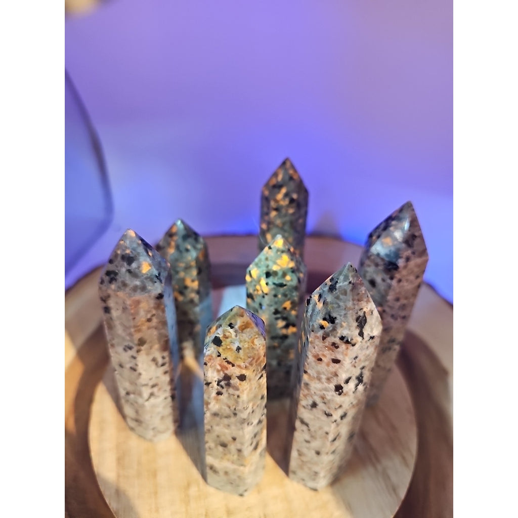 Yooperlite stone Tower UV Reactive 4in Tall Avg 98grams Avg 1 Each by CrystalCloud Company