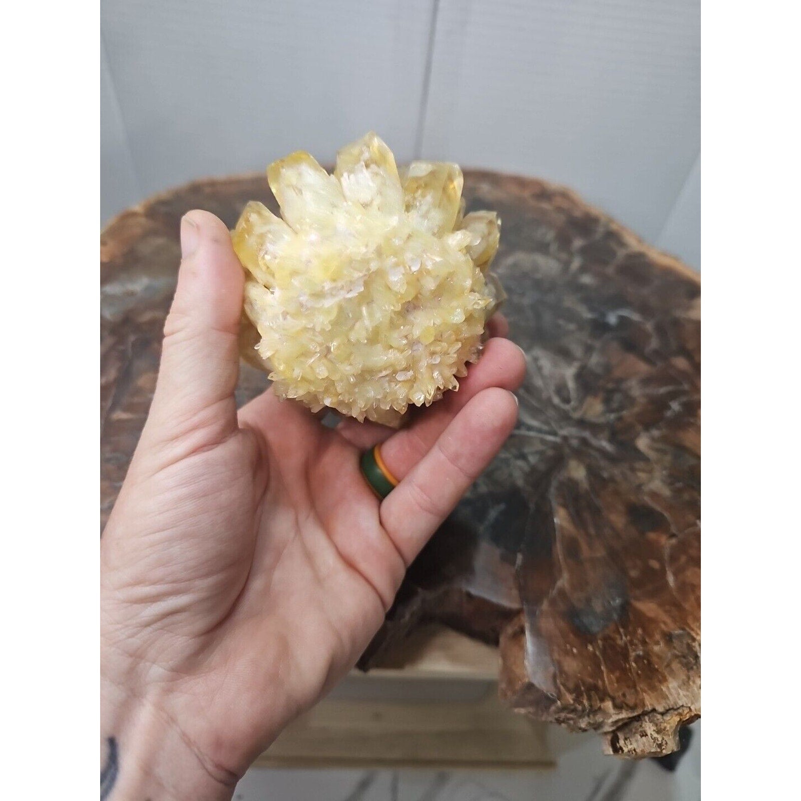 1.12LB Yellow Phantom Quartz Crystal Cluster Mineral Specimen W/Stand by CrystalCloud Company