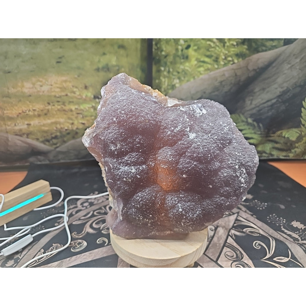 11.9LB Natural fluorite quartz crystal Cluster specimen W/led Back Light Stand by CrystalCloud Company