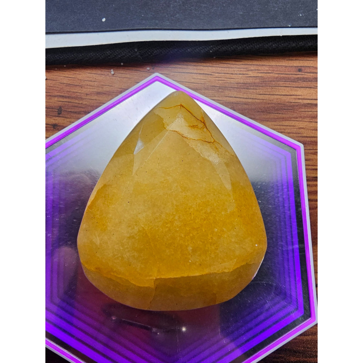 Honey Calcite Flame 76g in Display Case