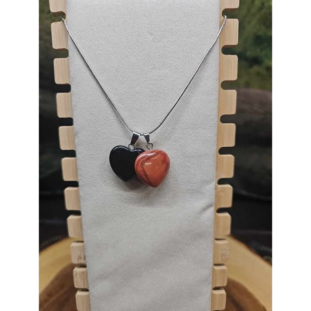 Pendant Necklace 16in Silver Chain Agate Heart by CrystalCloud Company