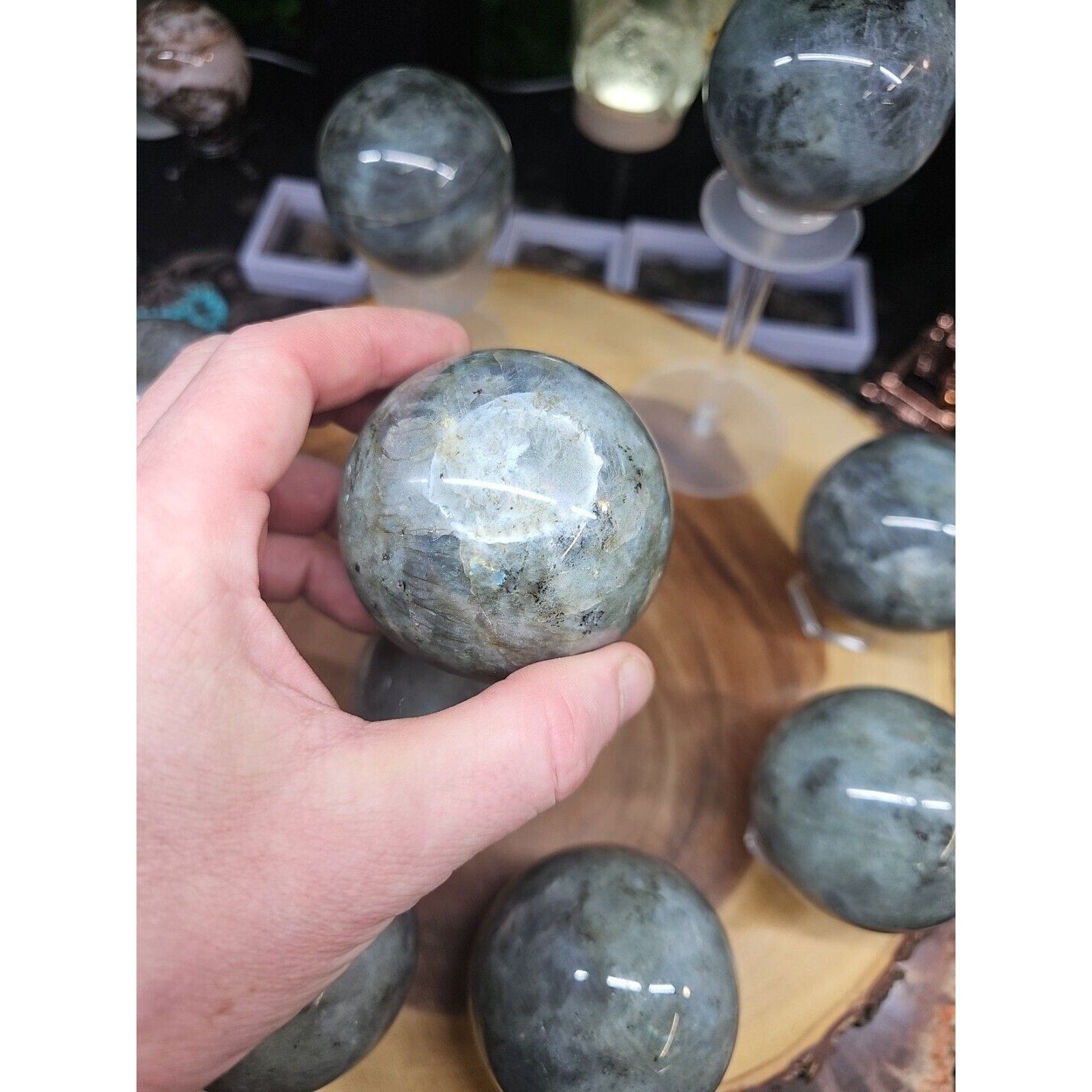 .95LB Avg 1Pc Natural Rainbow Labradorite Crystal Sphere Ball Polished by CrystalCloud Company