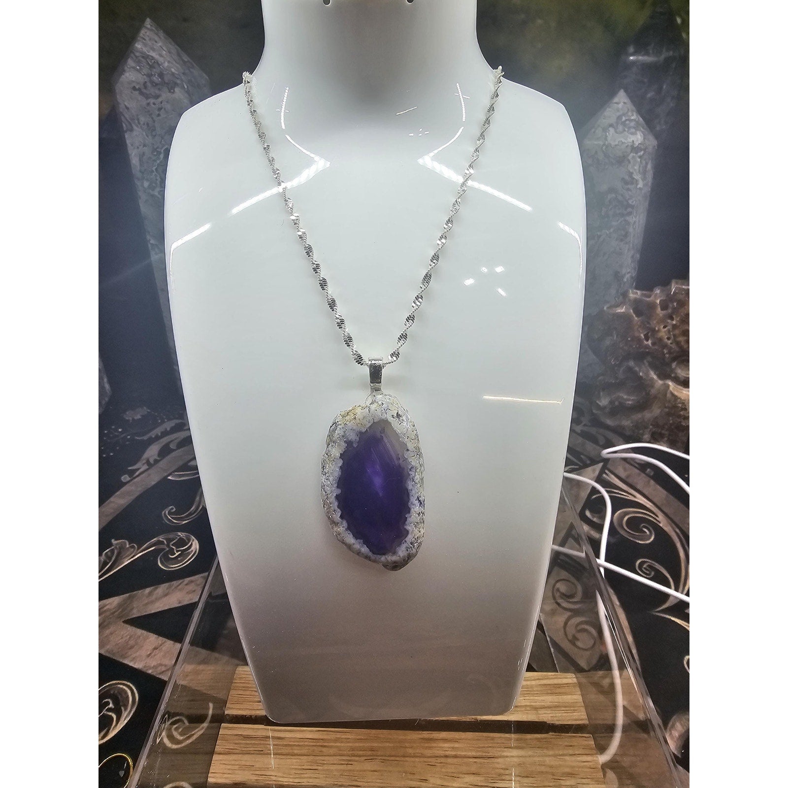 Purple agate Pendant Necklace by CrystalCloud Company