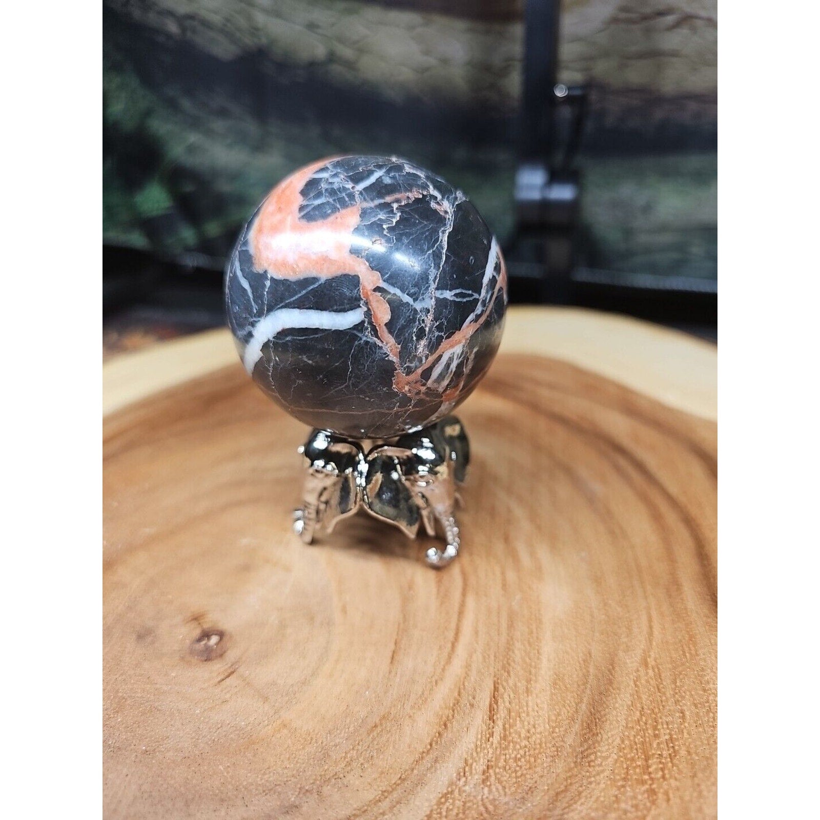 Ocean Jasper Sphere .75lbs 58mm. W/ Elephant Stand by CrystalCloud Company