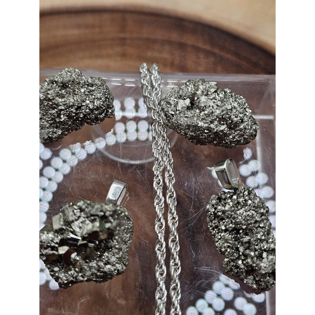 Golden Pyrite Pendant w/silver Chain by CrystalCloud Company