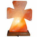 Flat Cross Shaped Salt Lamp - 9" avg. - Cord, Bulb, Dimmer by Sacred Crystals