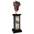 Michigan Copper Float Specimen on Custom Metal Floor Stand with Illuminated Pearlescent Side Walls with Rare Glacial Fold & Red Cuprite Inclusions