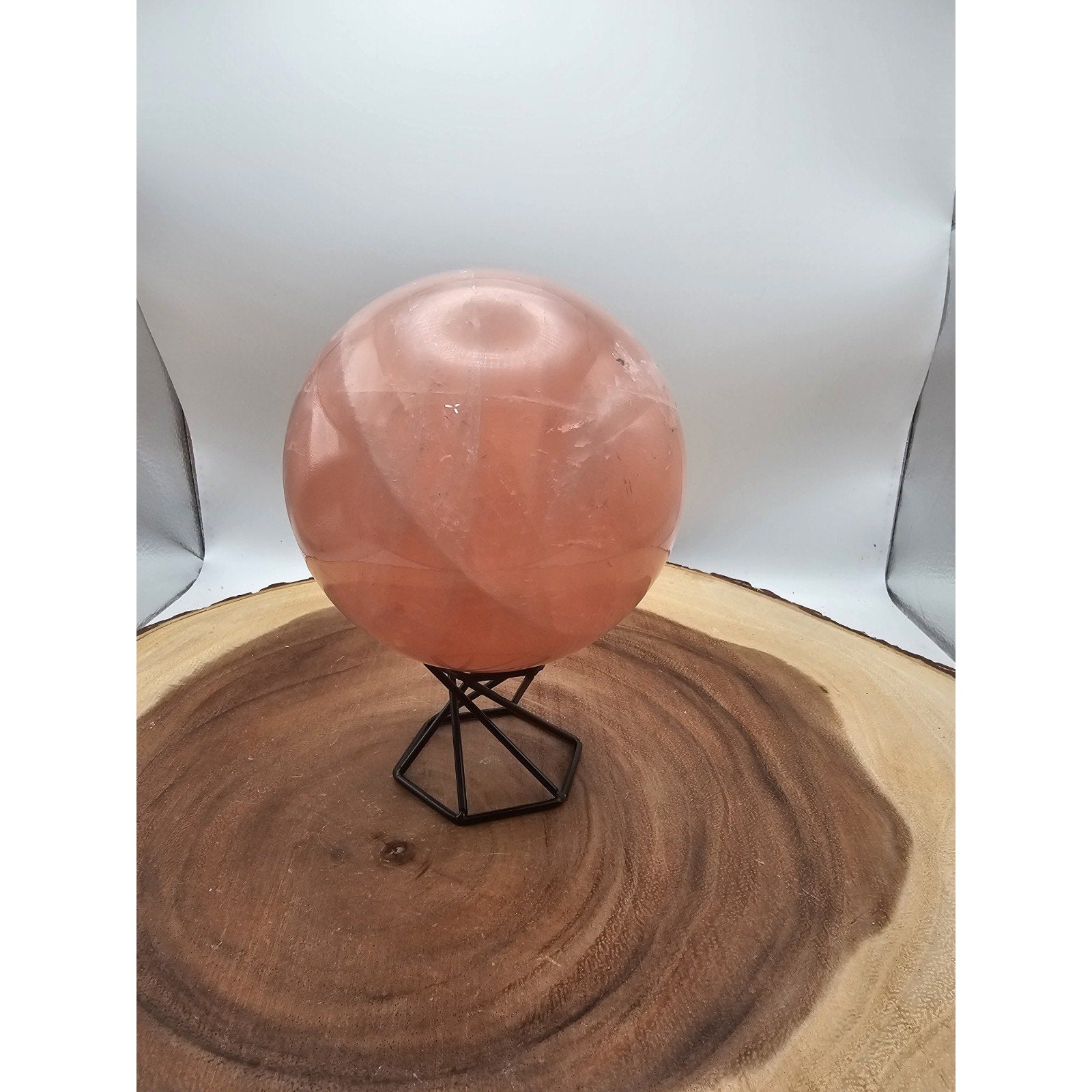 3.85lb Natural Pink Rose Quartz Crystal Sphere 98-107mm W/stand by CrystalCloud Company