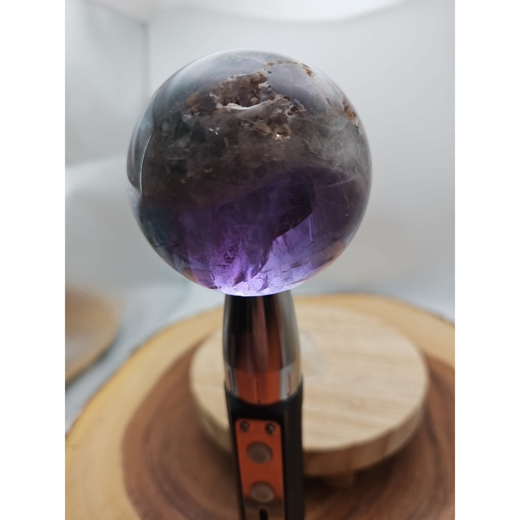 1.10lb Natural Rainbow Fluorite Quartz Crystal Sphere Ball Polished by CrystalCloud Company
