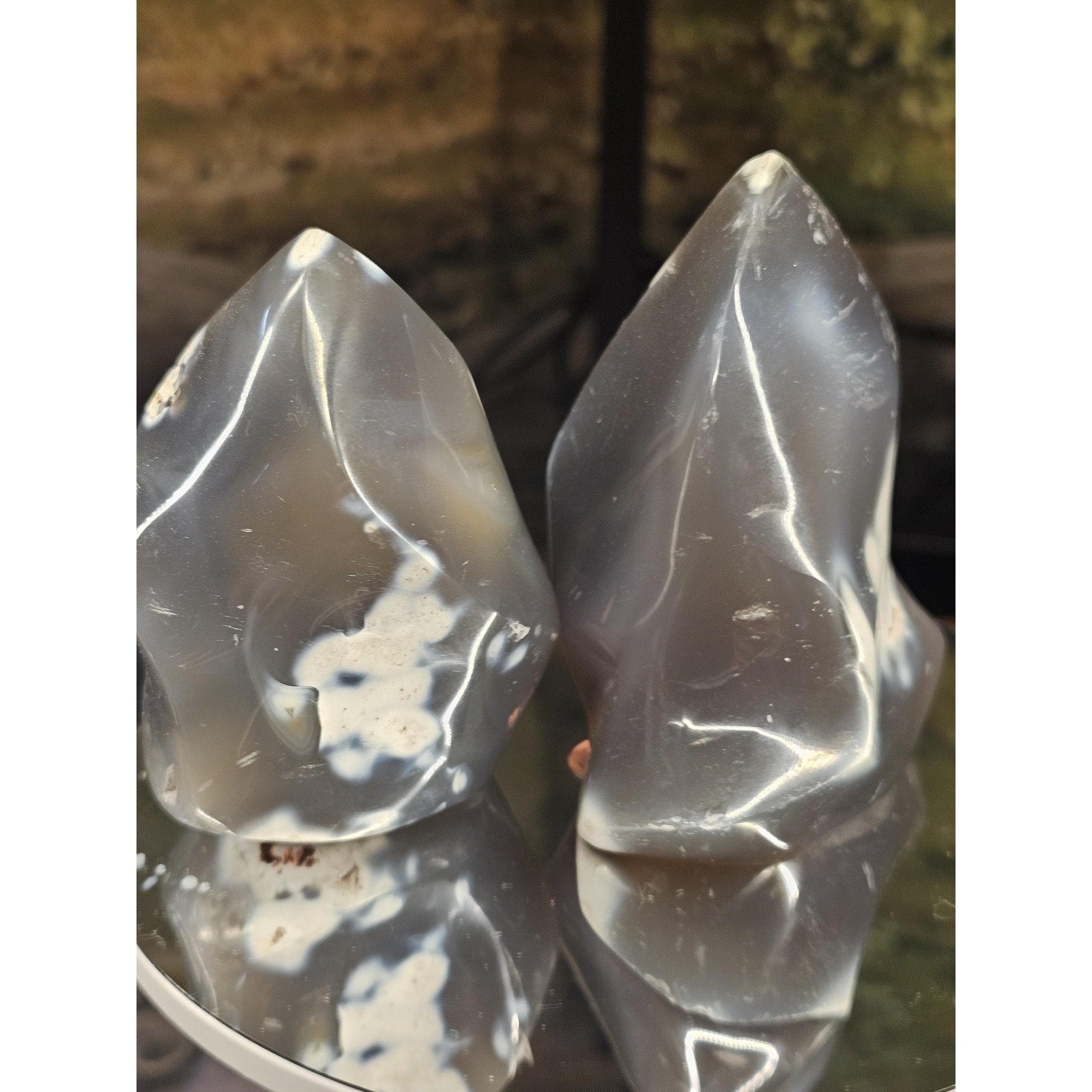 1 pair Orca flame stones by CrystalCloud Company
