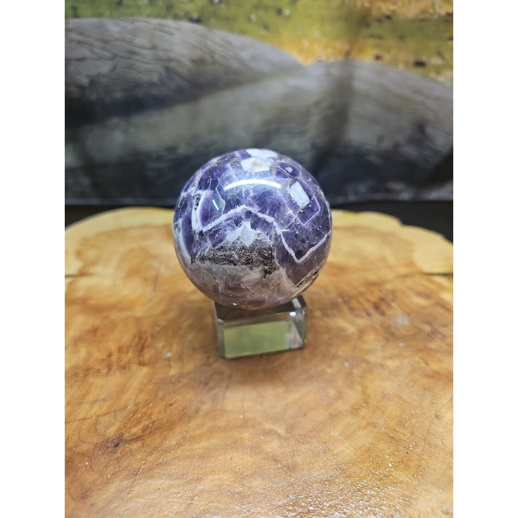 Amethyst Sphere 65mm W/Glass Stand 1lb by CrystalCloud Company