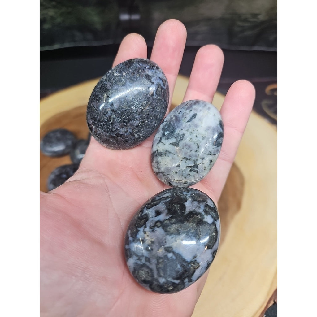 5Pcs Natural Polychrome Merlinite Gabbro Crystal Palm Stone by CrystalCloud Company