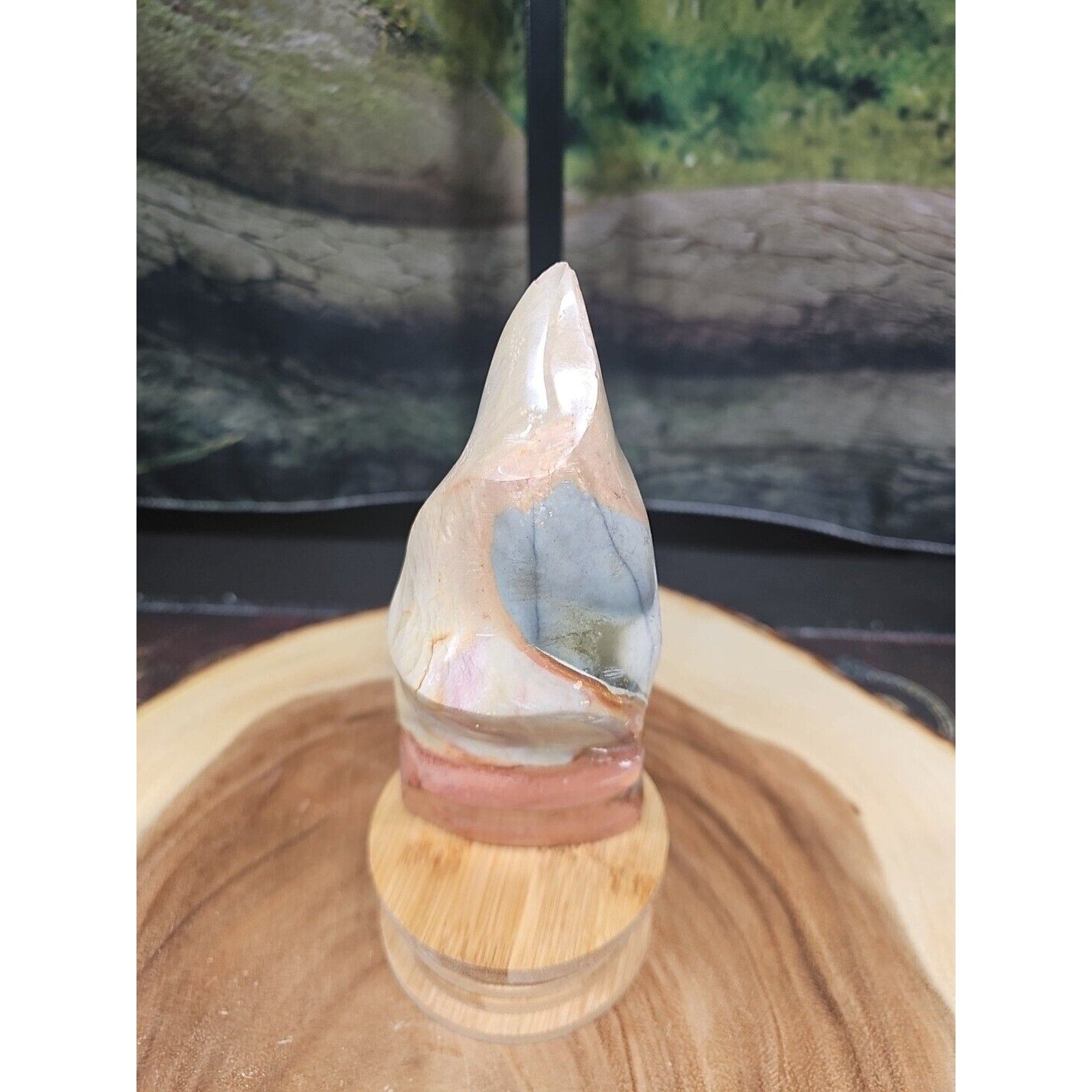 1.20LB 1Pcs Natural Polychrome Ocean Jasper Crystal Flame Point Carved Healing by CrystalCloud Company