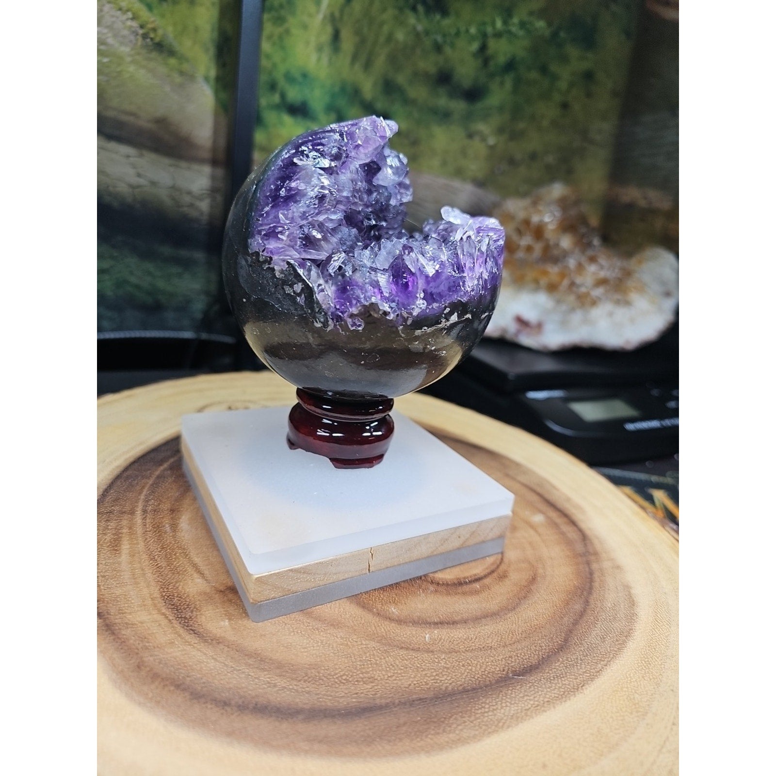 1.92LB Natural Purple Crystal Cave Quartz Open Crystal Ball Spiritual Healing by CrystalCloud Company