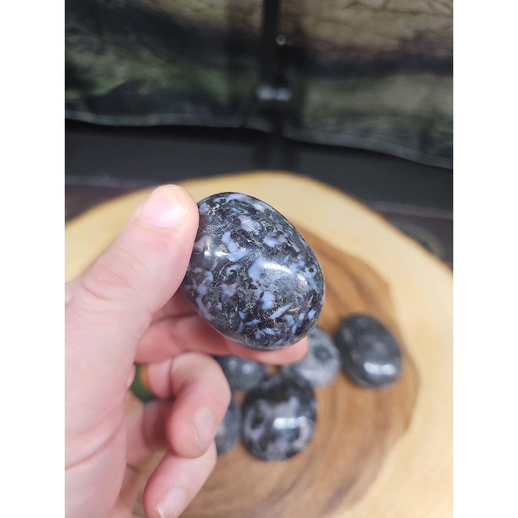 5Pcs Natural Polychrome Merlinite Gabbro Crystal Palm Stone by CrystalCloud Company