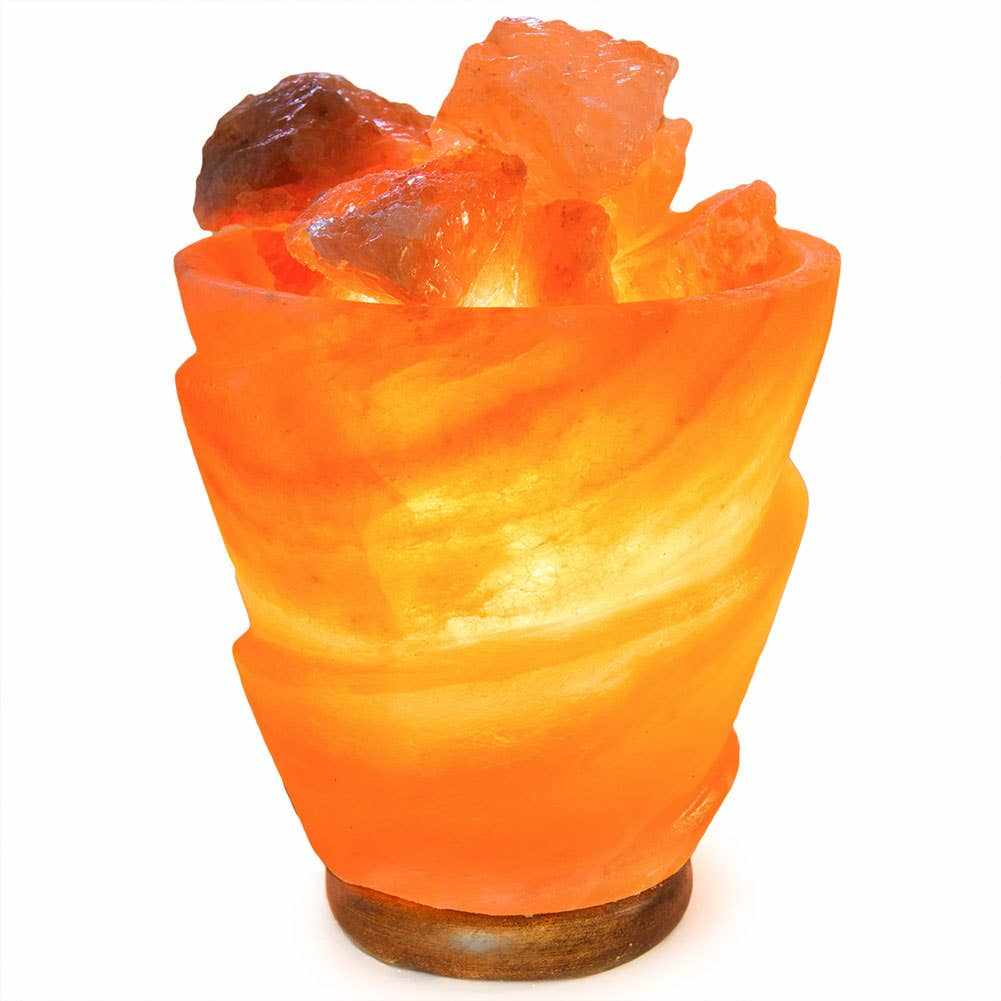Funnel w/ Chunks Salt Lamp - 9.5" avg. - Cord, Bulb, Dimmer by Sacred Crystals