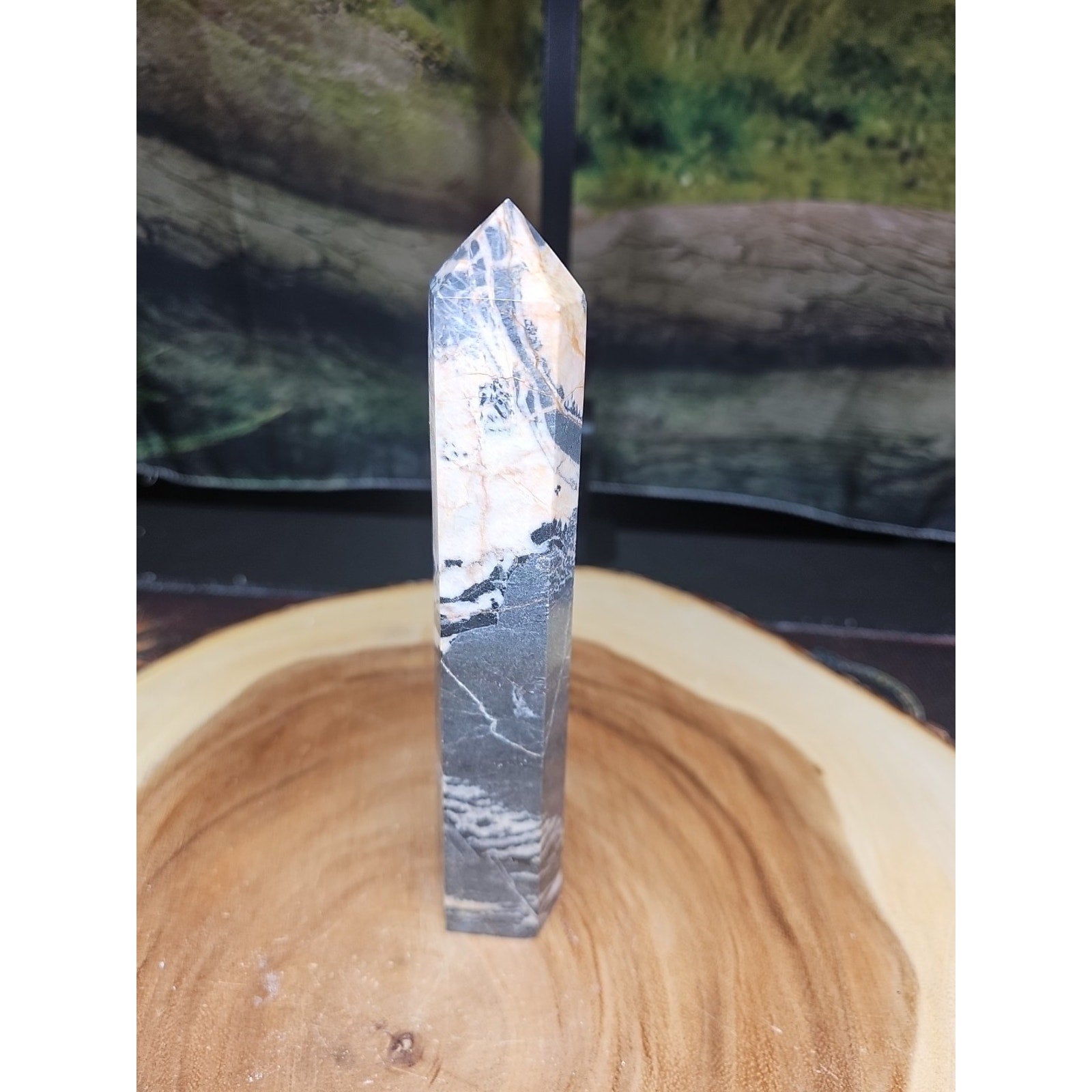 Zebra Stone Tower 390g 7.3/4 In Tall by CrystalCloud Company