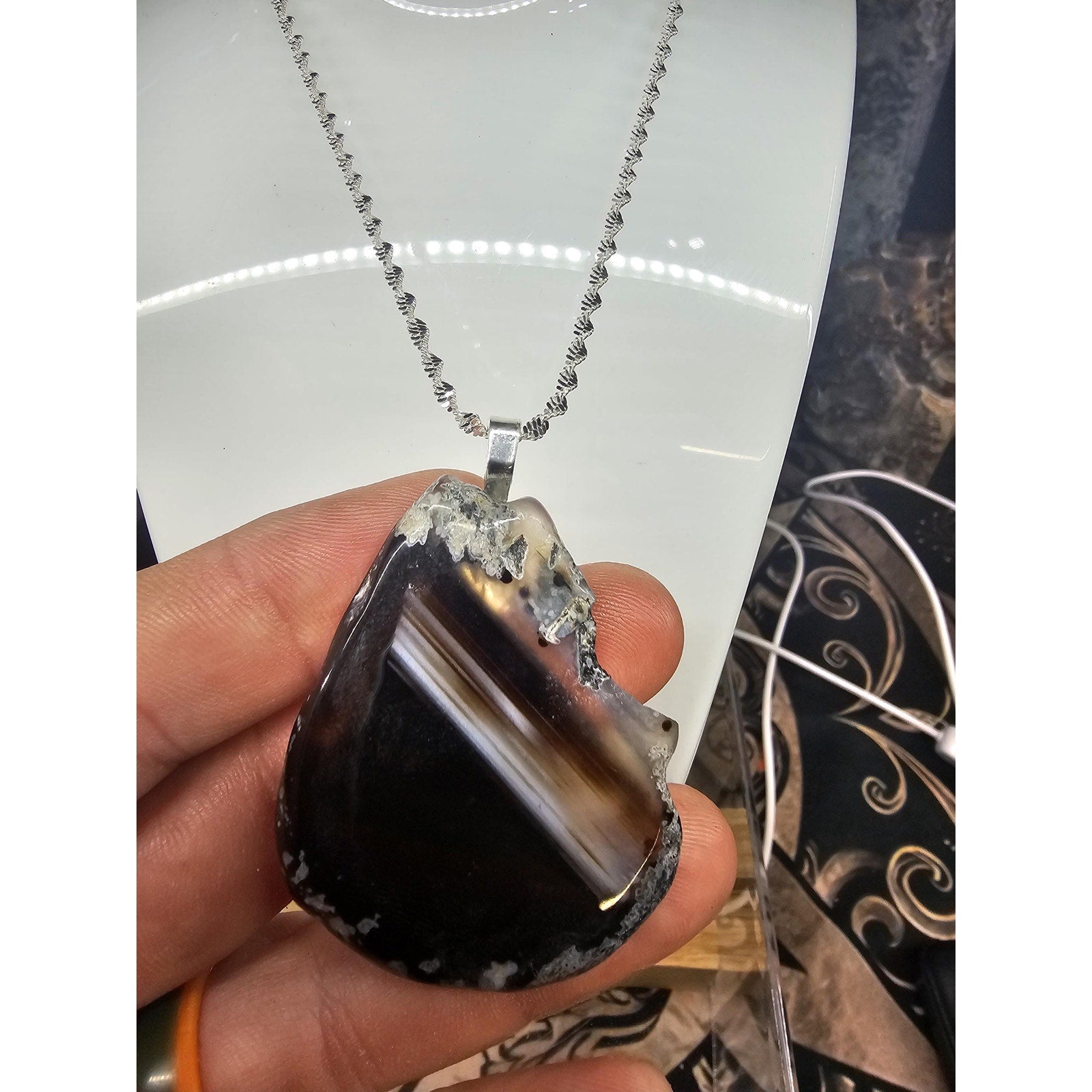 Brown agate Pendant Necklace by CrystalCloud Company