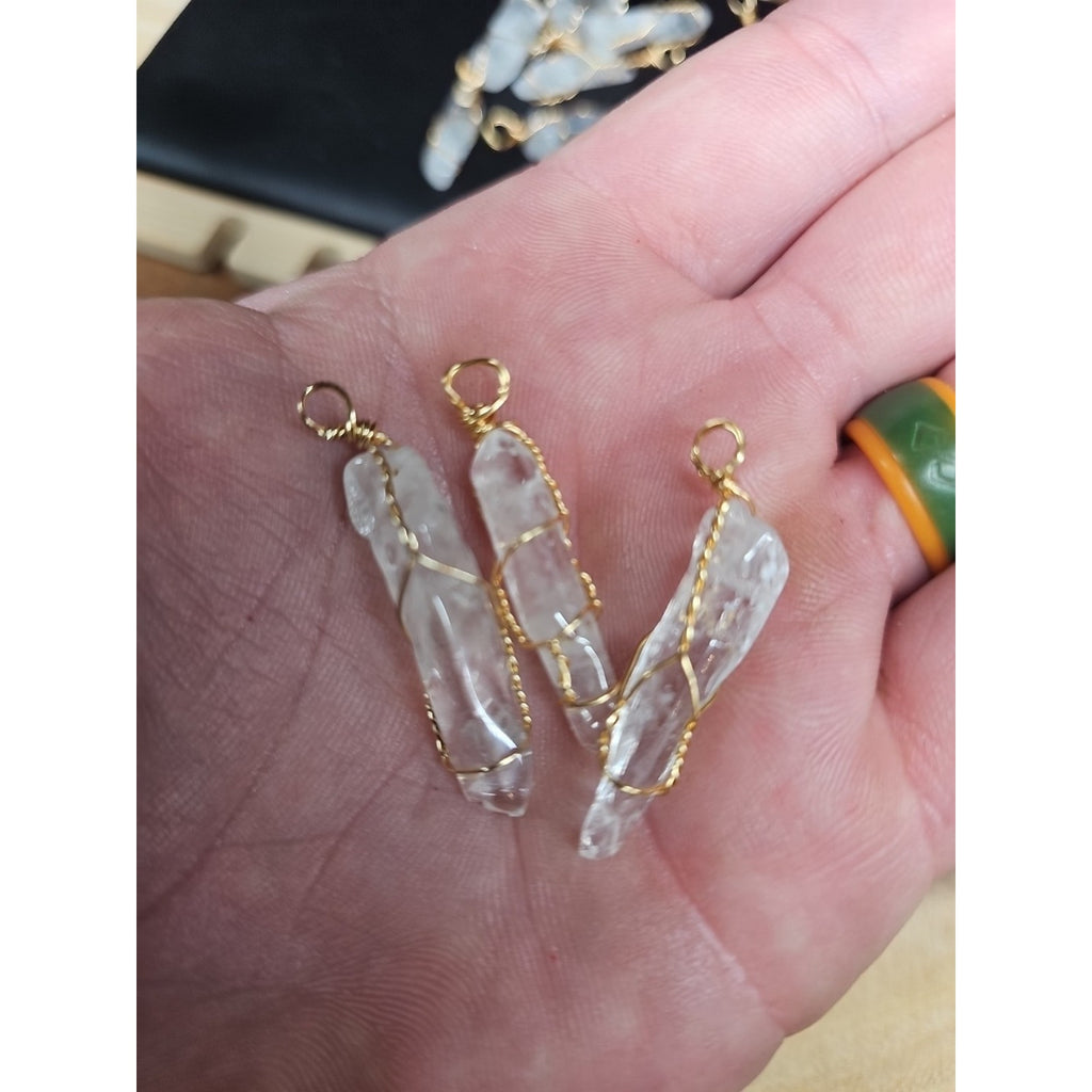 Wire Wrap Quartz Crystal Lot Of 19 by CrystalCloud Company