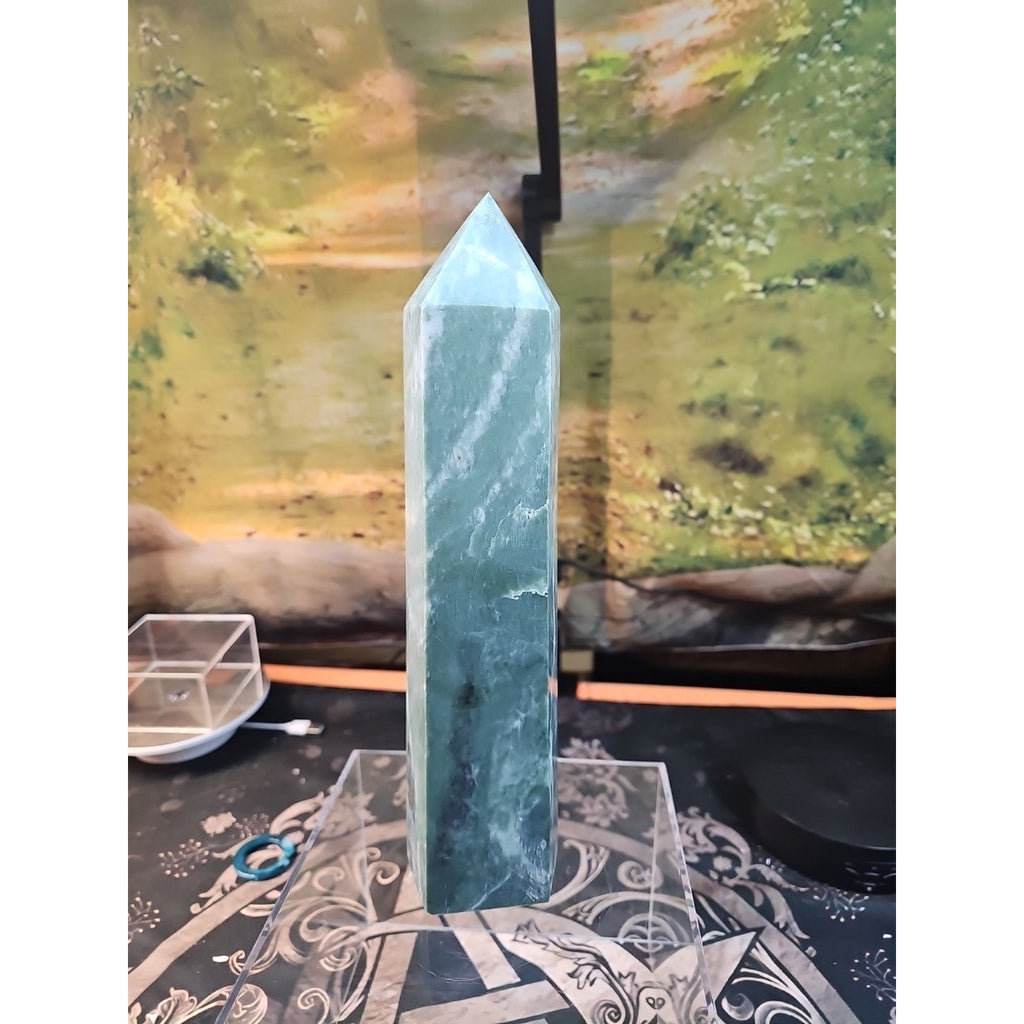 5.04lbs 11.5in Tall Green Jasper Crystal Point Tower Healing by CrystalCloud Company