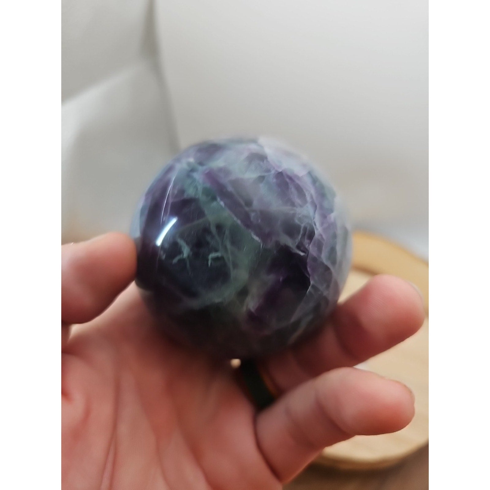 1.09lb Natural Rainbow Fluorite Quartz Crystal Sphere Ball Polished by CrystalCloud Company