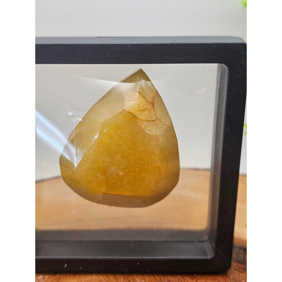 Honey Calcite Flame 76g in Display Case