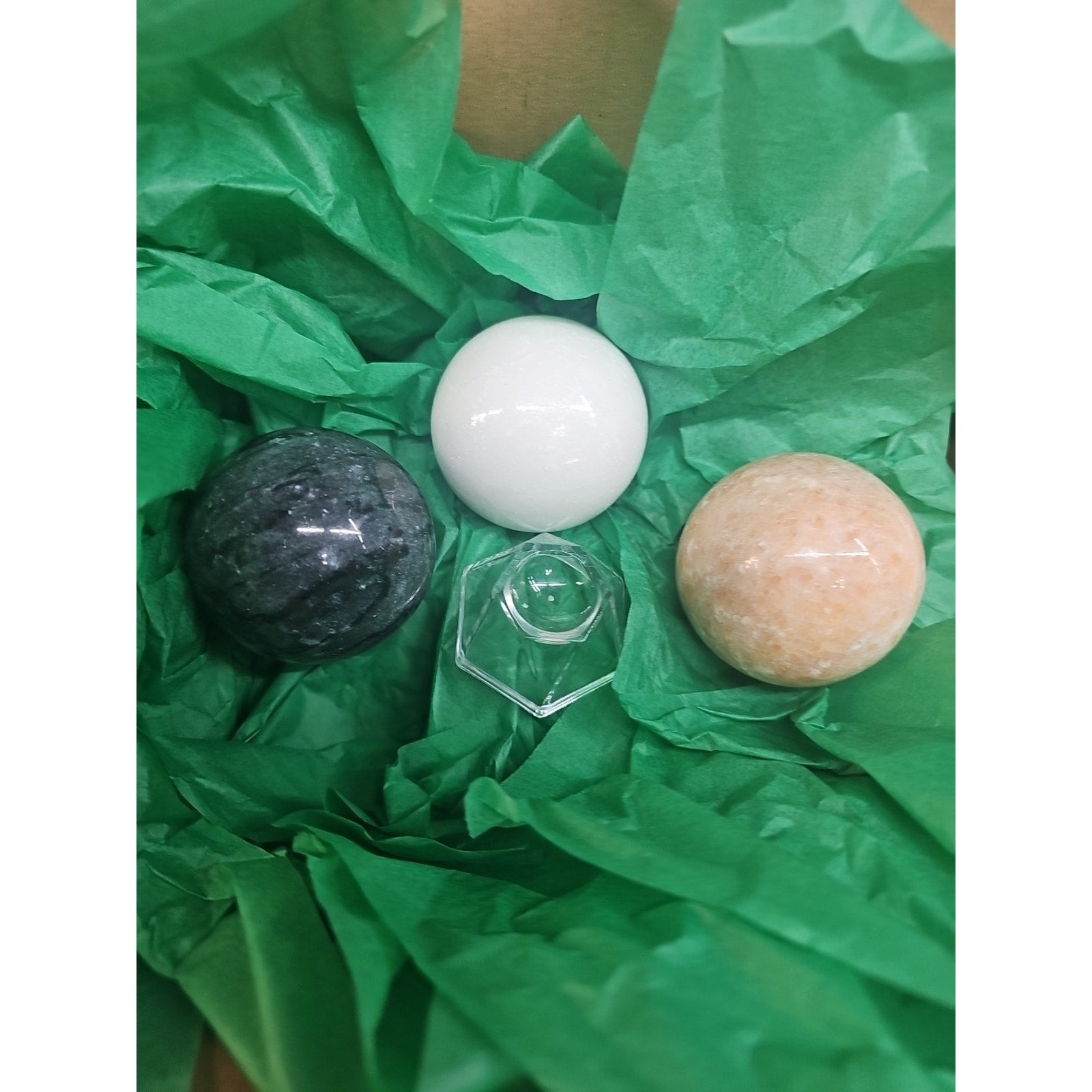 Ocean Jasper Spheres Set Of 3 Random Selection W/stands by CrystalCloud Company