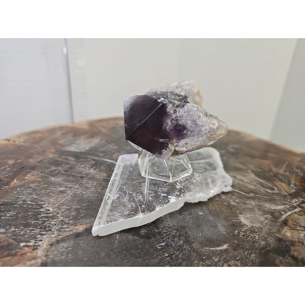 Amethyst Crystal Point with Selenite Base — 209g, Brazil | CrystalCloud Company by CrystalCloud Company
