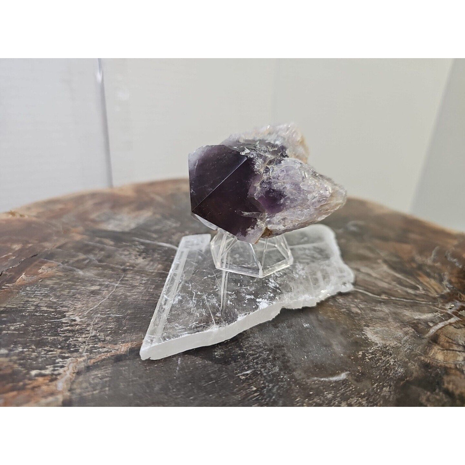 Amethyst Crystal Point with Selenite Base — 209g, Brazil | CrystalCloud Company by CrystalCloud Company