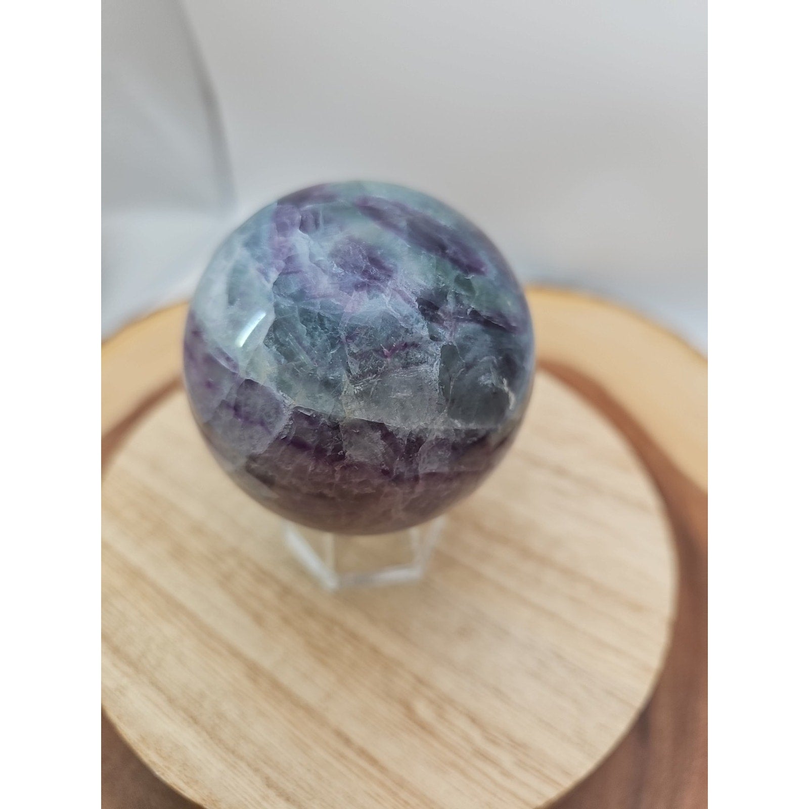 1.09lb Natural Rainbow Fluorite Quartz Crystal Sphere Ball Polished by CrystalCloud Company
