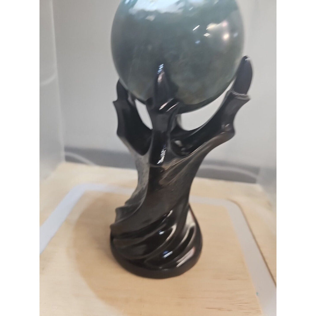 Water Grass Agate Sphere with Stand — 871g, Natural Polished Crystal Ball | CrystalCloud Company by CrystalCloud Company