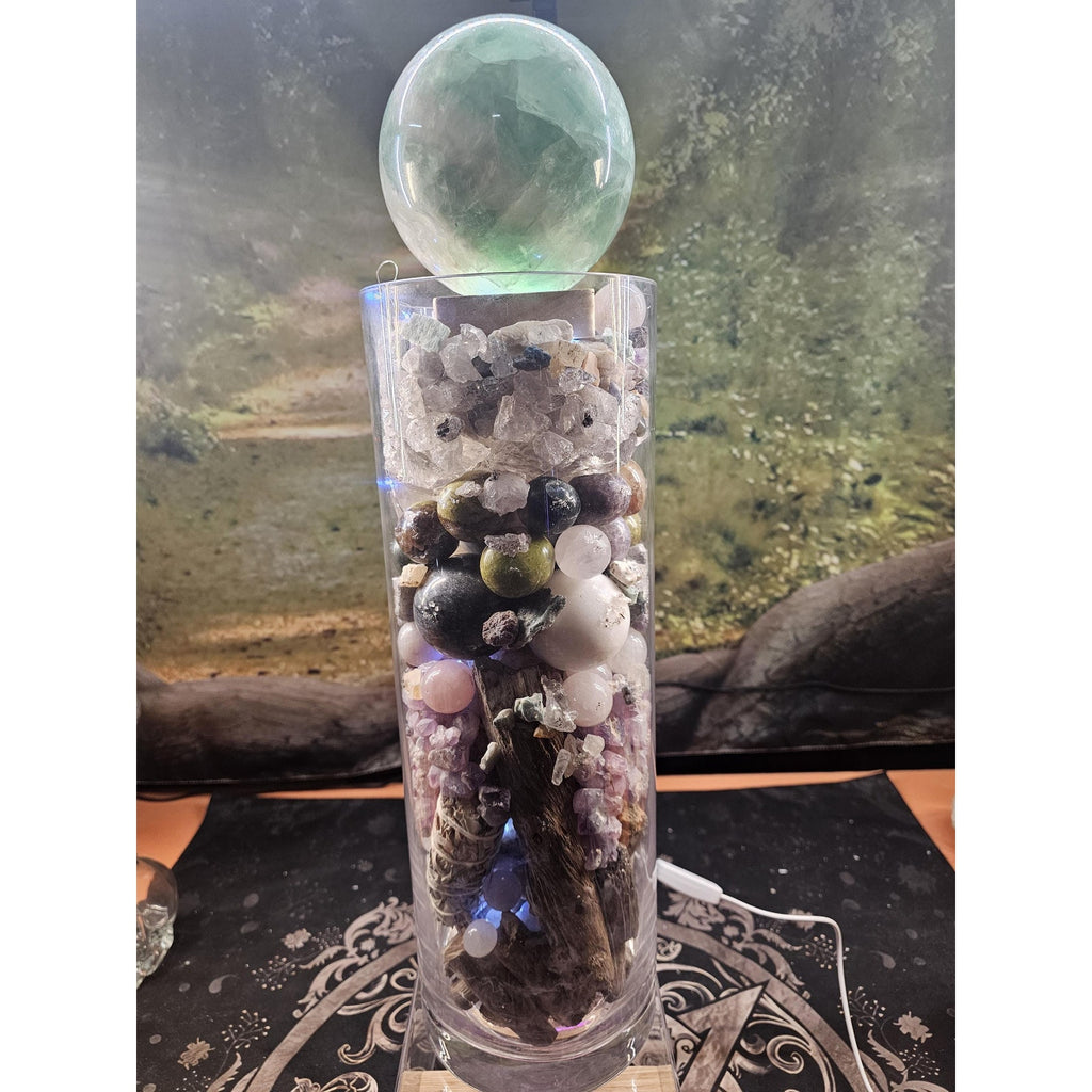 22lb Mixed Crystal Vase Collection - LED Fluorite Sphere & Amethyst | CrystalCloud Company by CrystalCloud Company