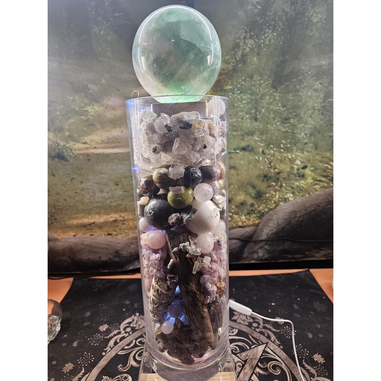 22lb Mixed Crystal Vase Collection - LED Fluorite Sphere & Amethyst | CrystalCloud Company by CrystalCloud Company
