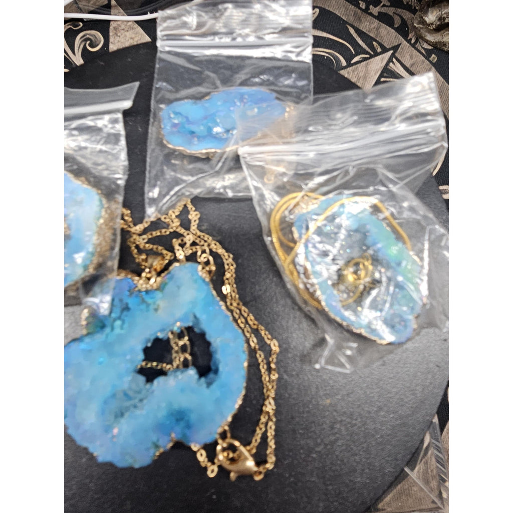 Blue Agate Necklace with 16in Chain by CrystalCloud Company
