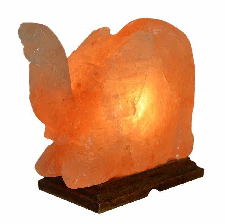 Elephant Shaped Salt Lamp - 9" avg. - Cord, Bulb, Dimmer by Sacred Crystals