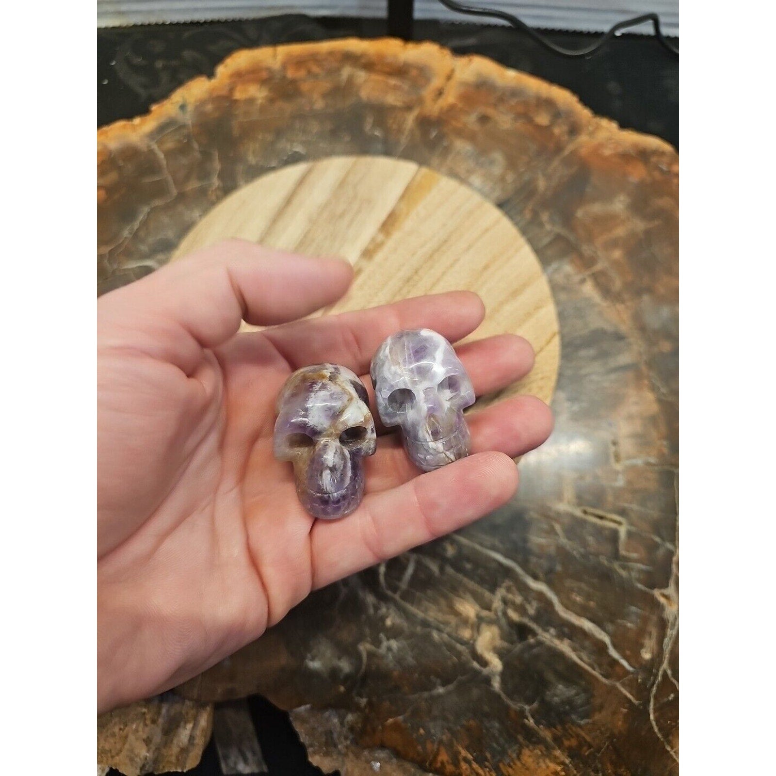 Dream Amethyst Crystal Skull Pair — 93g, Polished Display Pieces | CrystalCloud Company by CrystalCloud Company