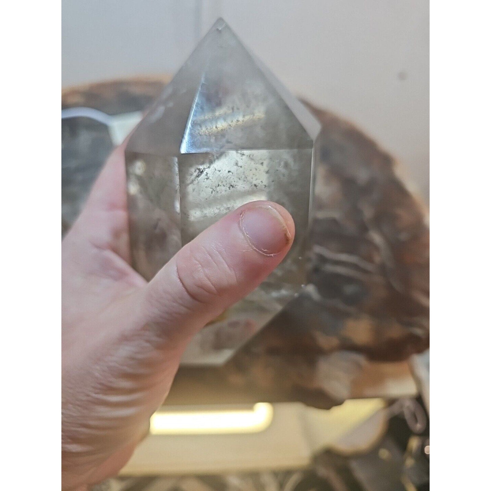 2.7LB Natural Green Ghost Phantom Quartz Crystal Obelisk Wand Point Healing. by CrystalCloud Company