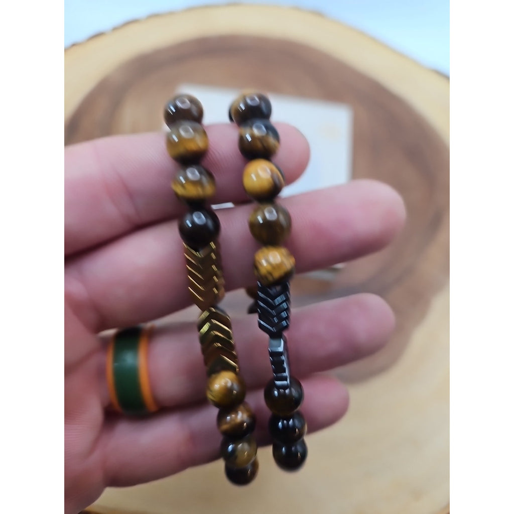 1 Handmade 8mm Mixed Natural Gemstone Tigers Eye Stretchy Bracelet Reiki Chakra by CrystalCloud Company