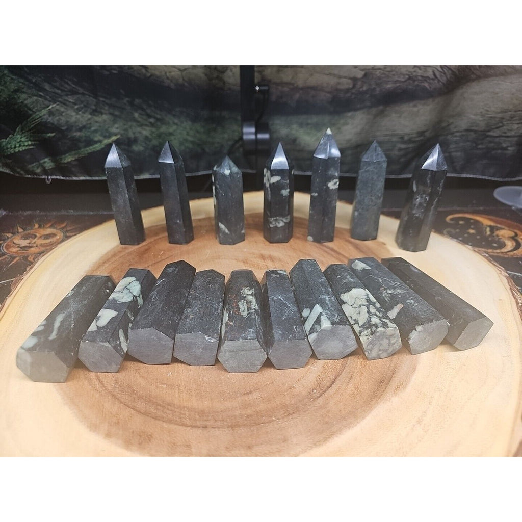 .74lbs Avg 4Pcs Natural Plum Blossom Jasper Crystal Point Tower Polished Healing by CrystalCloud Company