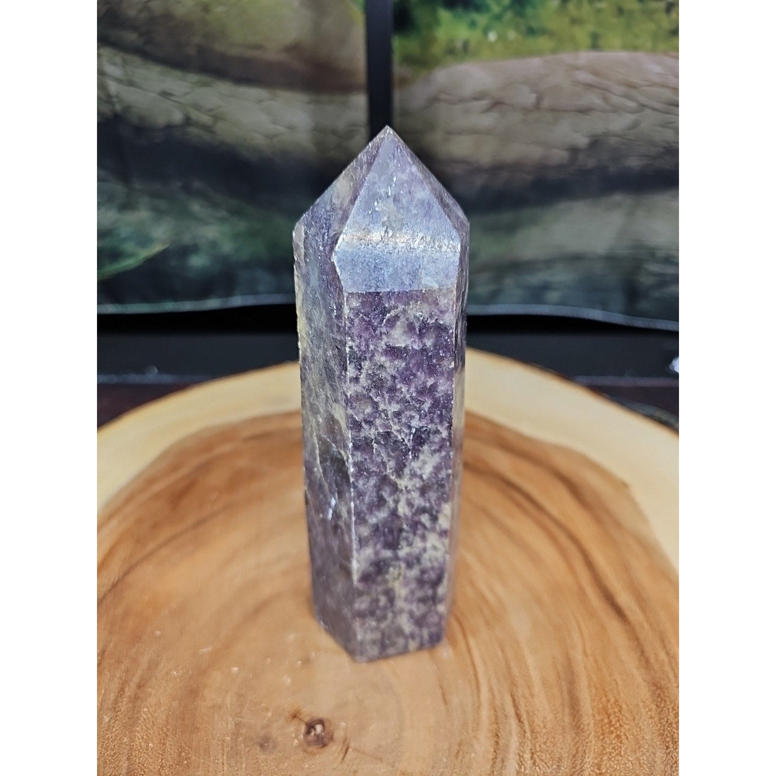 1ea Natural Purple Mica Lepidolite Crystal Point Tower Africa 505g by CrystalCloud Company