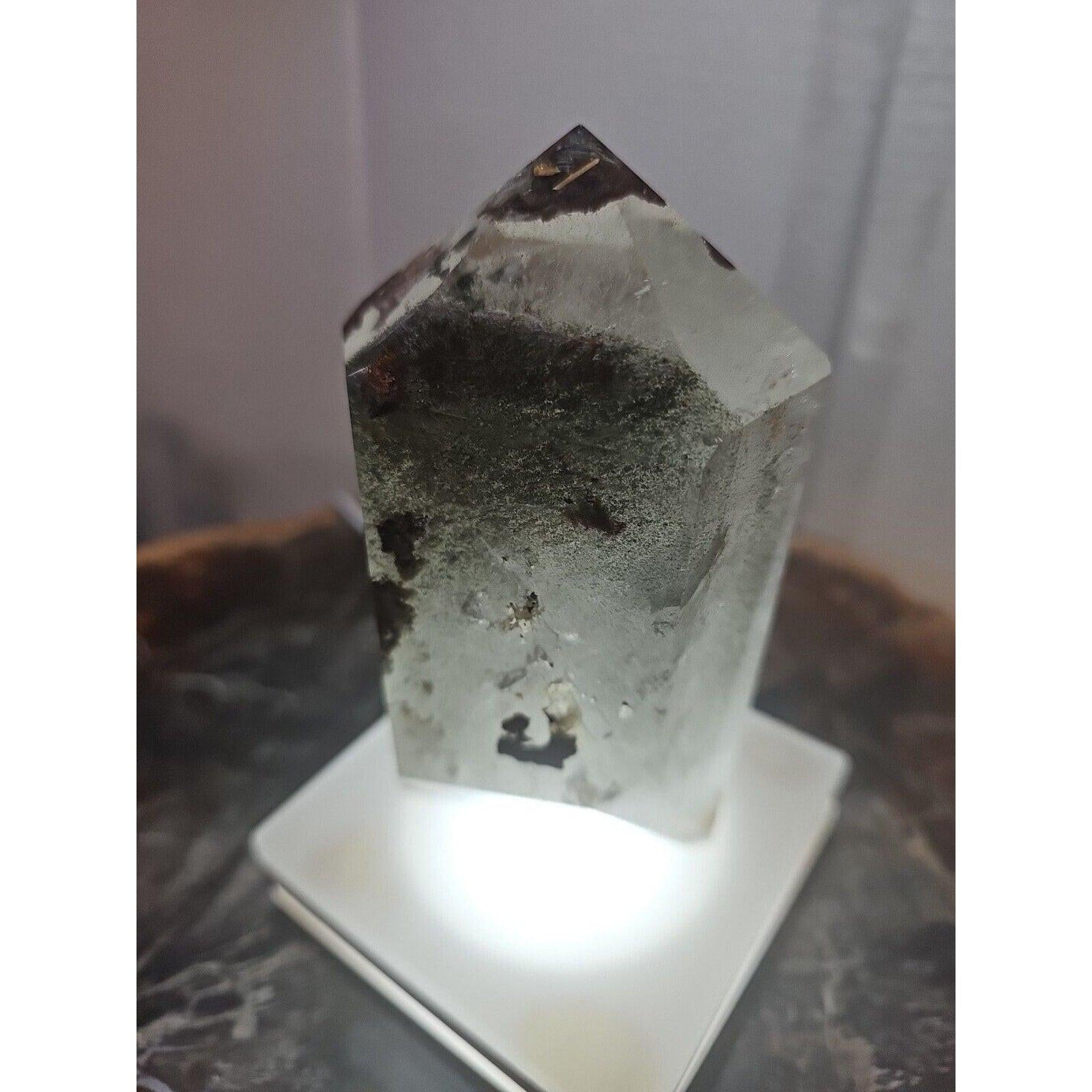 Madagascar Green Ghost Phantom Quartz Obelisk - 1.73LB Vitreous Healing Point | CrystalCloud Company by CrystalCloud Company