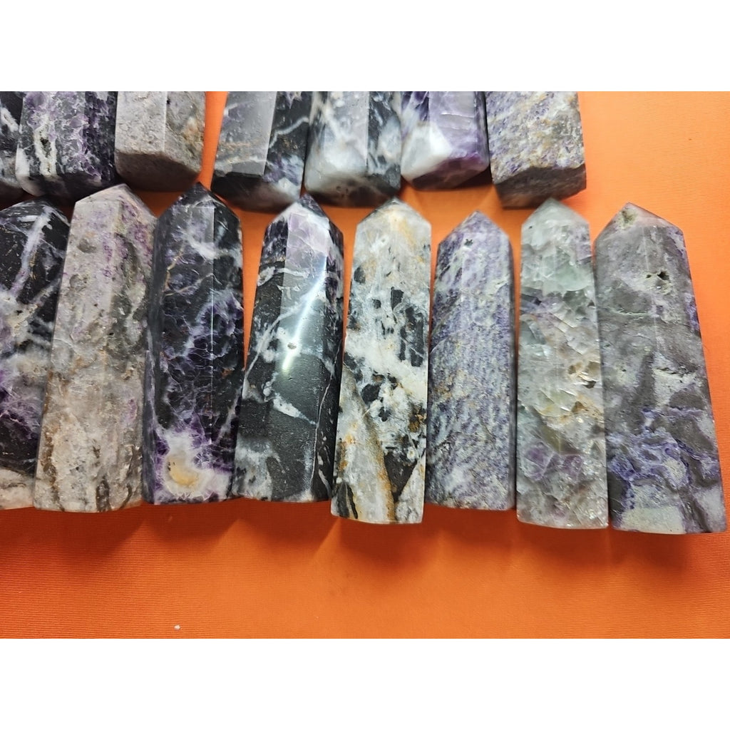 2Pcs Natural Rainbow Fluorite Quartz Crystal Point Tower Polished 4in Tall Avg by CrystalCloud Company