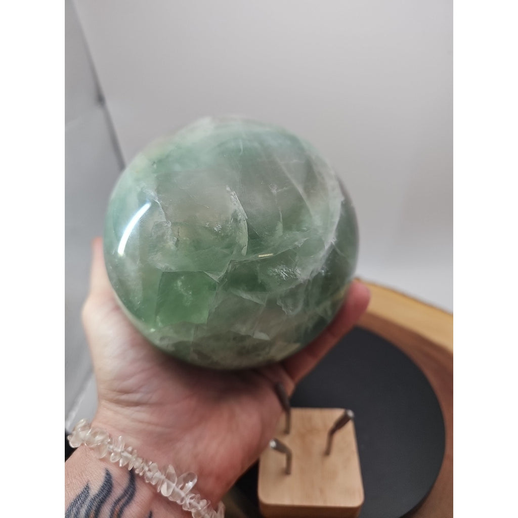 Large Natural Green Fluorite Quartz Crystal Sphere — 5.43 lbs, Madagascar | CrystalCloud Company by CrystalCloud Company