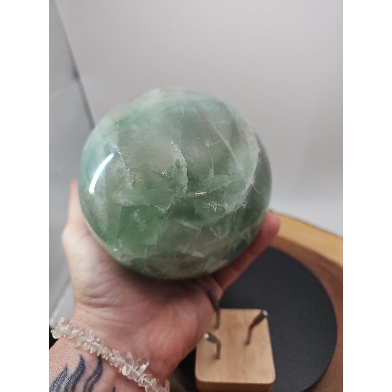 Large Natural Green Fluorite Quartz Crystal Sphere — 5.43 lbs, Madagascar | CrystalCloud Company by CrystalCloud Company