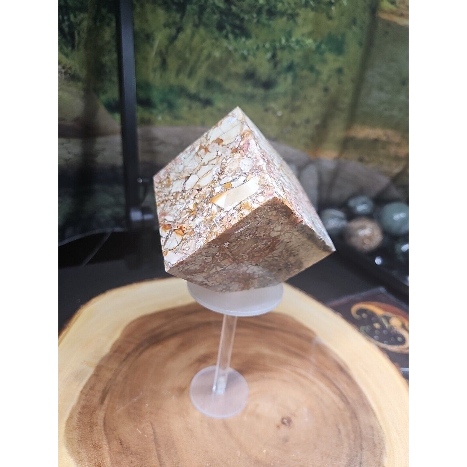 2.83LB 1Pcs Natural Ocean Jasper Onyx Quartz Crystal Geode Square Heptahedron by CrystalCloud Company