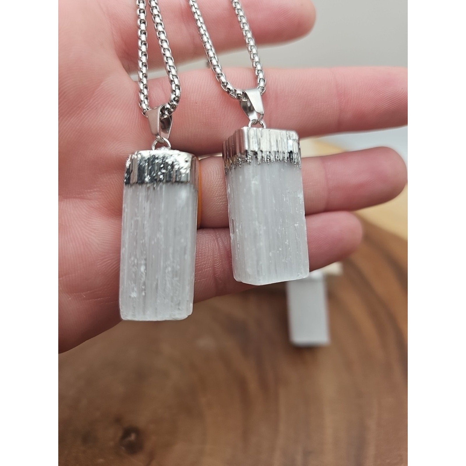 Selenite Crystal Necklace 1 Each W/Chain by CrystalCloud Company