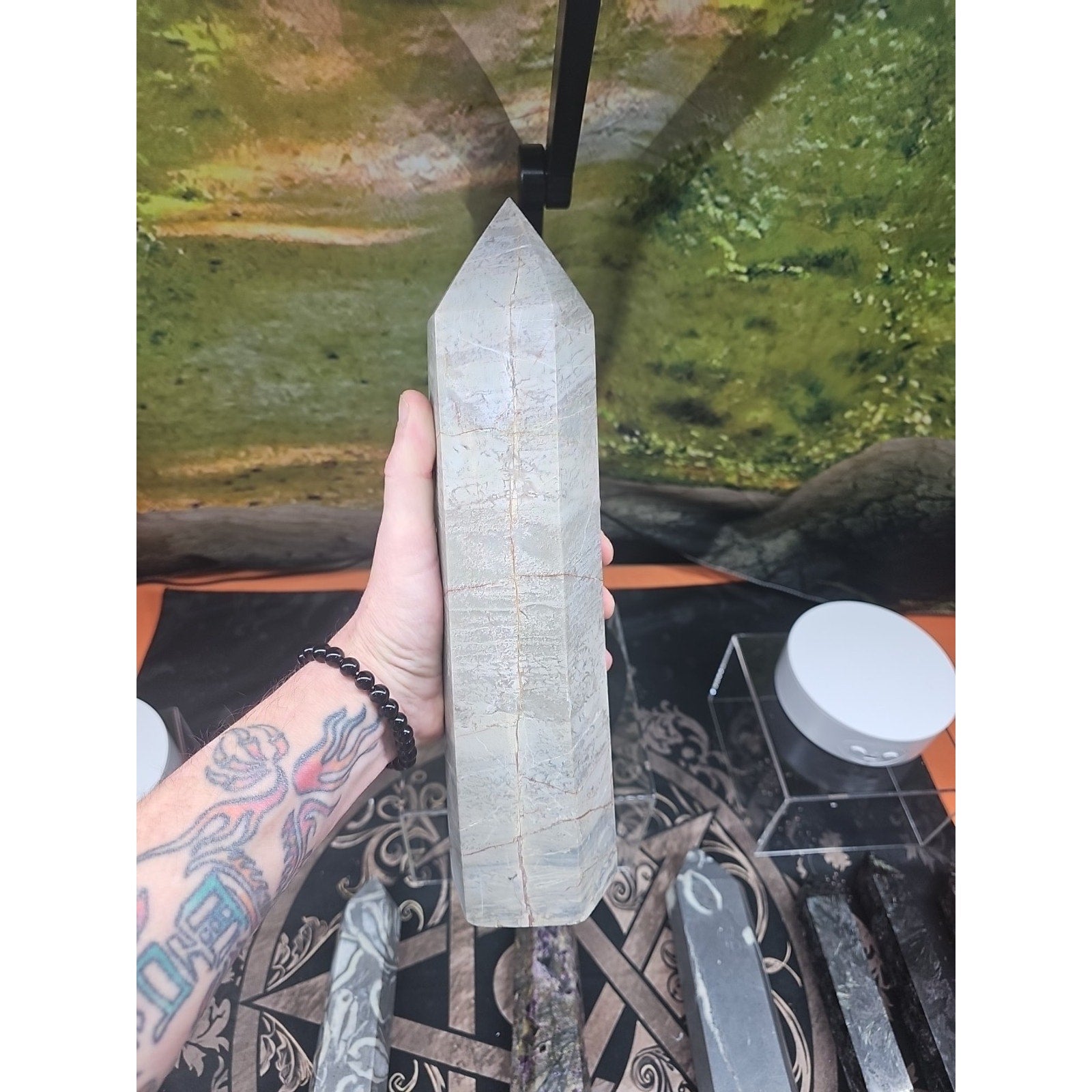 6.66lbs 12in Tall Ocean Jasper Crystal Point by CrystalCloud Company