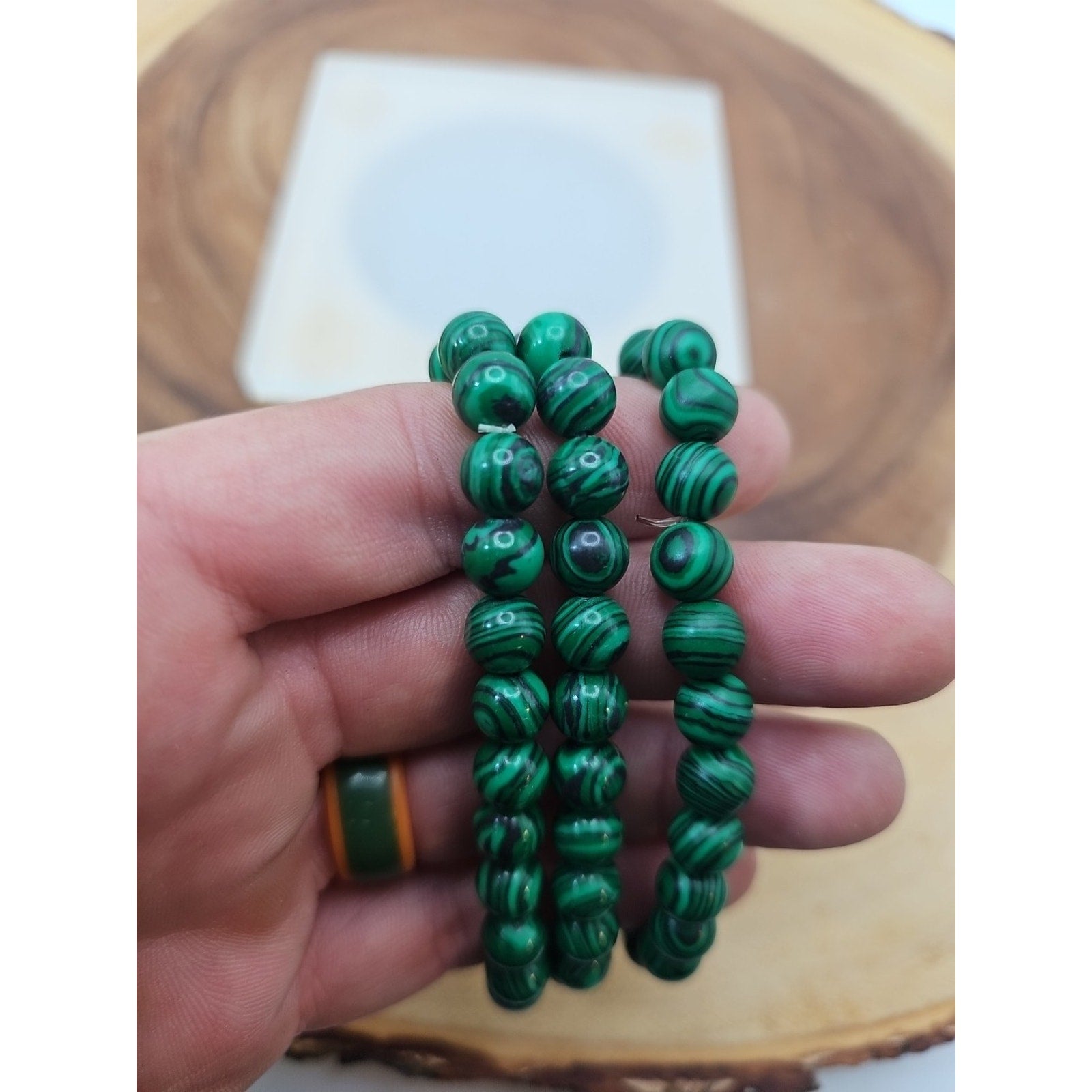 1 Natural 8mm Malachite Stone Beaded Bracelet Green Gemstone Stretch Bracelet by CrystalCloud Company