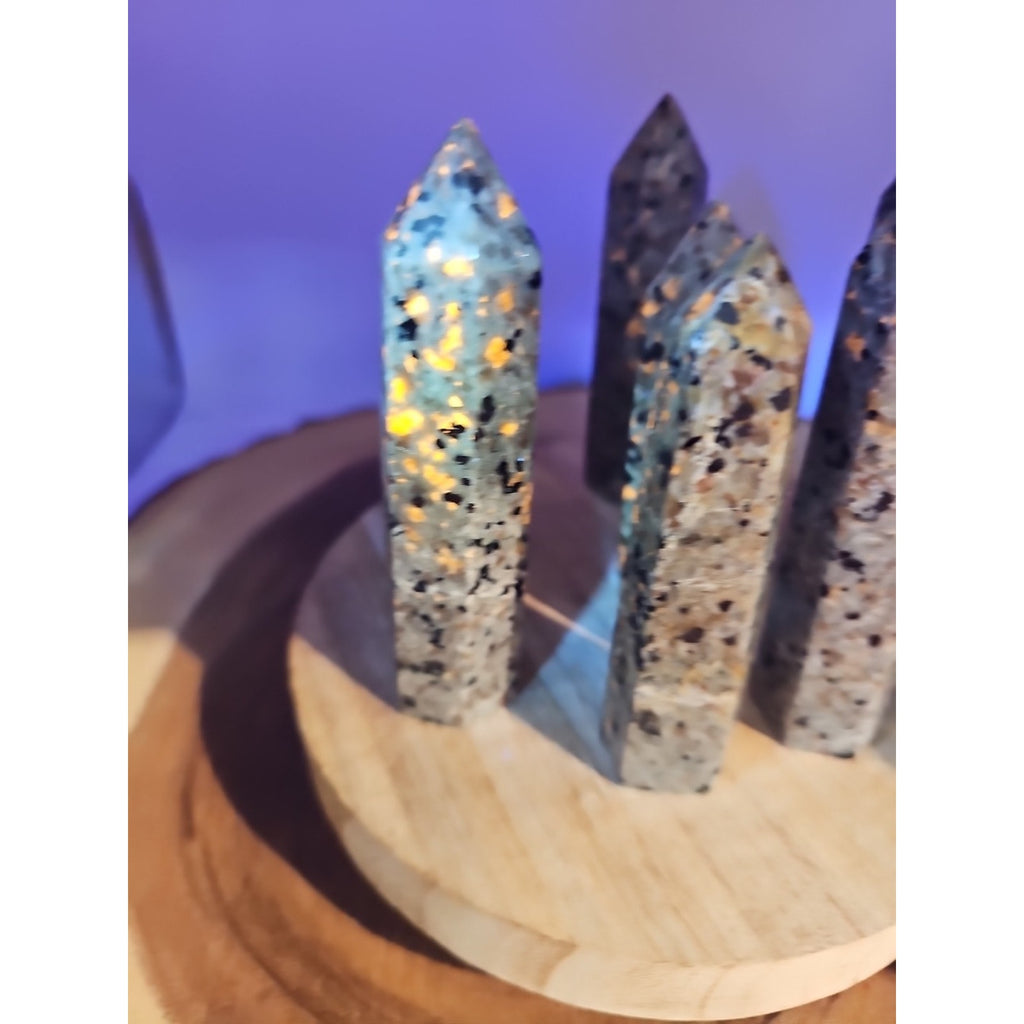 Yooperlite stone Tower UV Reactive 4in Tall Avg 98grams Avg 1 Each by CrystalCloud Company